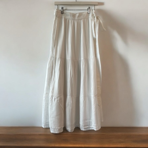FAITHFUL the BRAND WHITE Cavartta Wrap skirt 100% Linen long midi skirt size XS - Picture 2 of 8